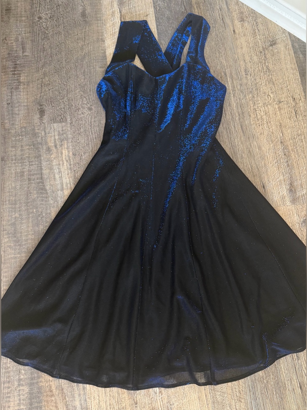 Molly Malloy Petite(8) Vintage Y2K Blue Iridescent Blue & Black Short Dress USA